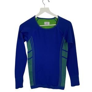 Athleta Neothermal Long Sleeve Blue Green Crewneck Layering Top W-036 Sz M